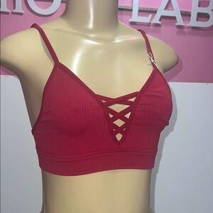 PINK‎ Victoria's Secret Red Lace-Up Bra